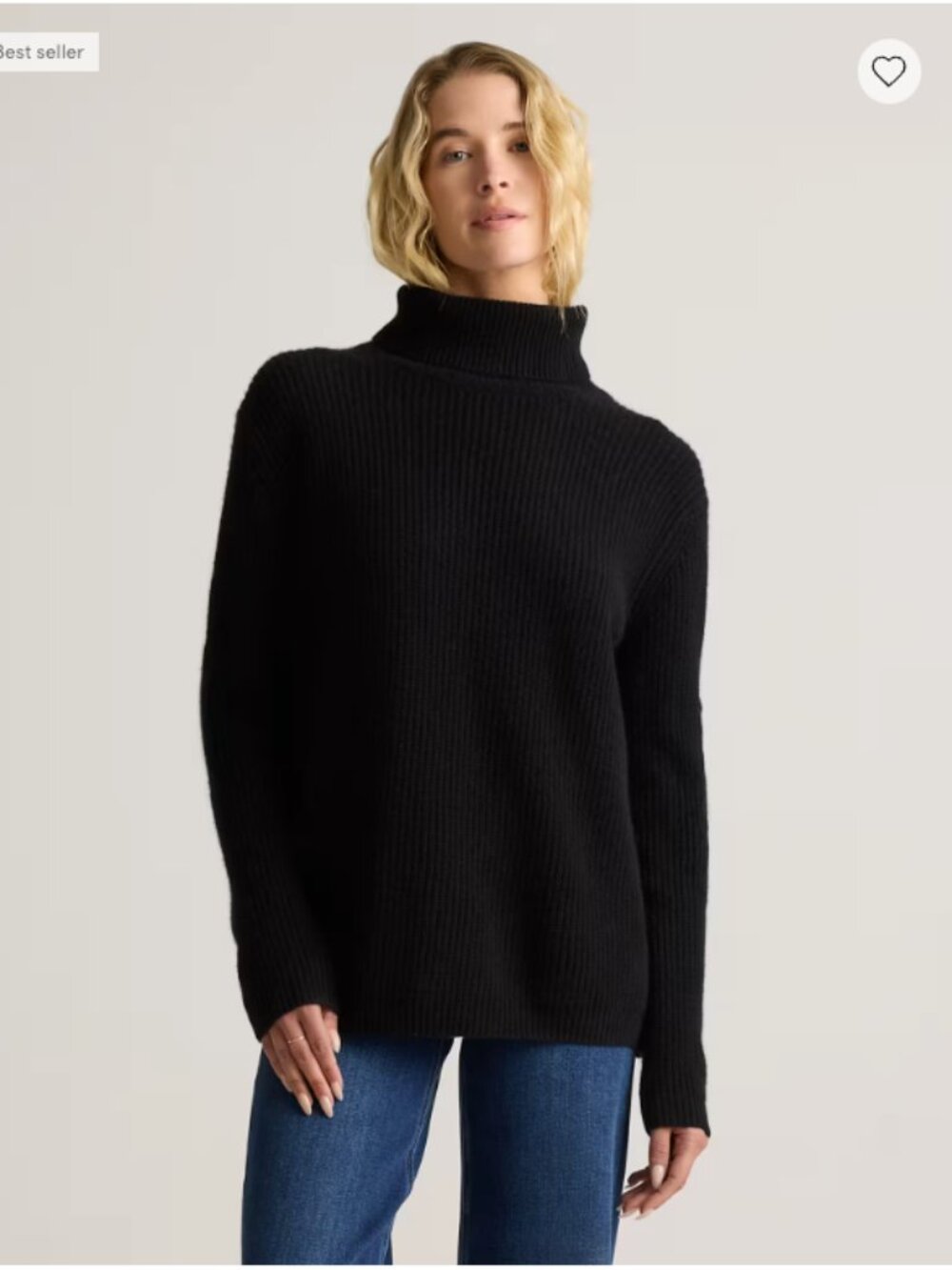 NWT Quince 100% Mongolian Cashmere FishermanTurtleneck Sweater Black HC2